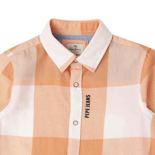 Pepe Jeans Boy's Checkered Regular Fit Shirt (PB302622_Orange_Peach