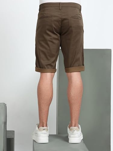 BEEVEE Men’s Casual Brown Printed Cotton Lycra Shorts | Mid Rise, Knee Length, 4 Pockets, Drawstring Closure, Regular Fit