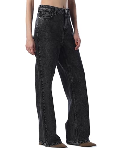 ONLY Women Solid Straight Fit High-Rise Black Jeans