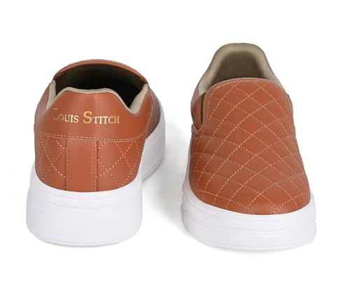 LOUIS STITCH American Tan Sneakers for Men | Lightweight Slip-On Walking Shoes for Men | Comfortable Casual Wear| Flexible, Breathable, Stylish & Durable All-Day Wear (SNK-CUSO) (Size- 7 UK)