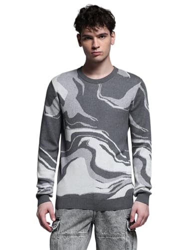 Jack & Jones Men Regular Fit Grey Sweater
