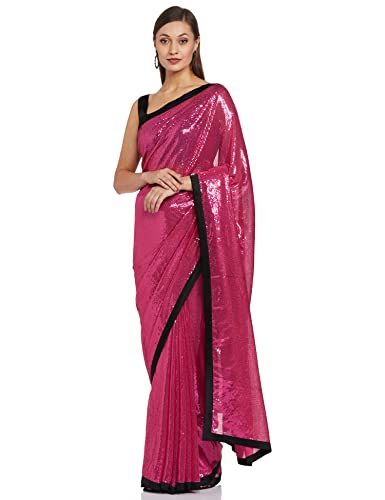 RIVER Women's 100% Polyester Saree (RS2SVSR235B_Pink)