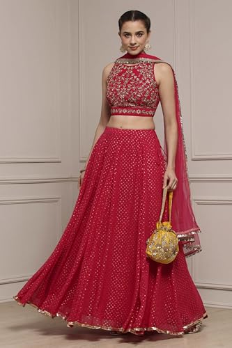 Biba Women Fuchsia Polyester Printed Lehenga Set_38