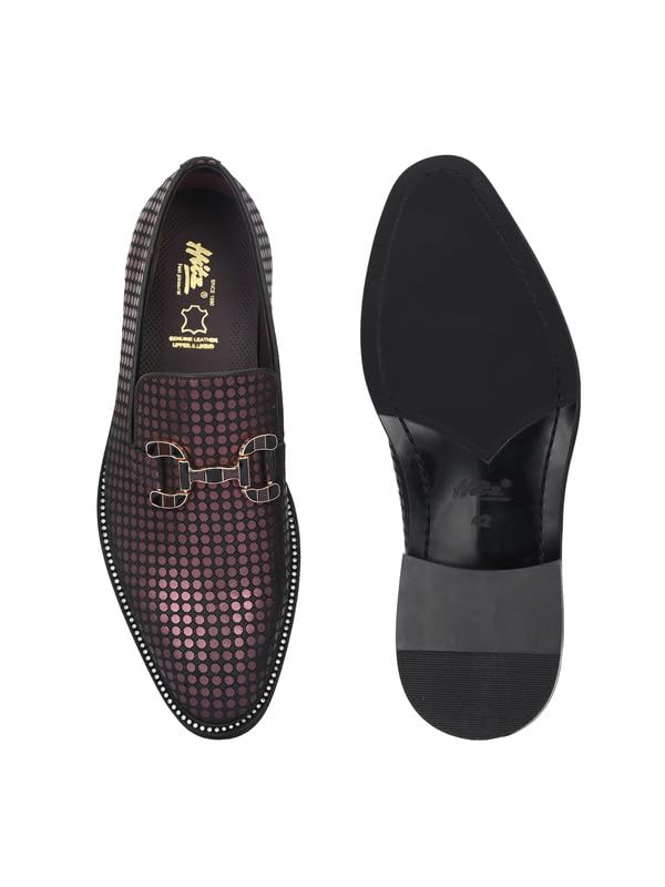 HITZ Men's Charry Leather Formal Slip On Shoes - UK 8 Brown