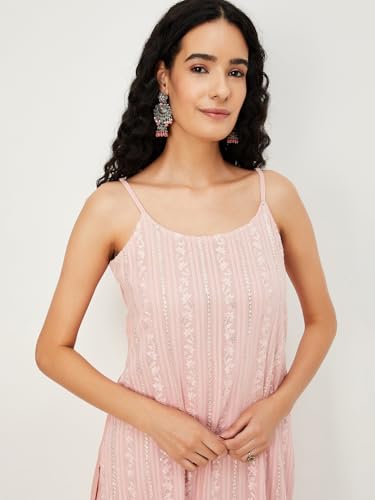 Max Women's Polyester Sharara Set (EXST43036_Pink_L