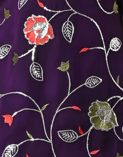 SPAMitude - Georgette Embroidery Sequin Kurta, Skirt and Dupatta Set for Girls – Ethnic Party Dress I Birthday Trendy Classic Outfit I Square Neck Sleeveless (PURPLE, 12-13 YEARS)