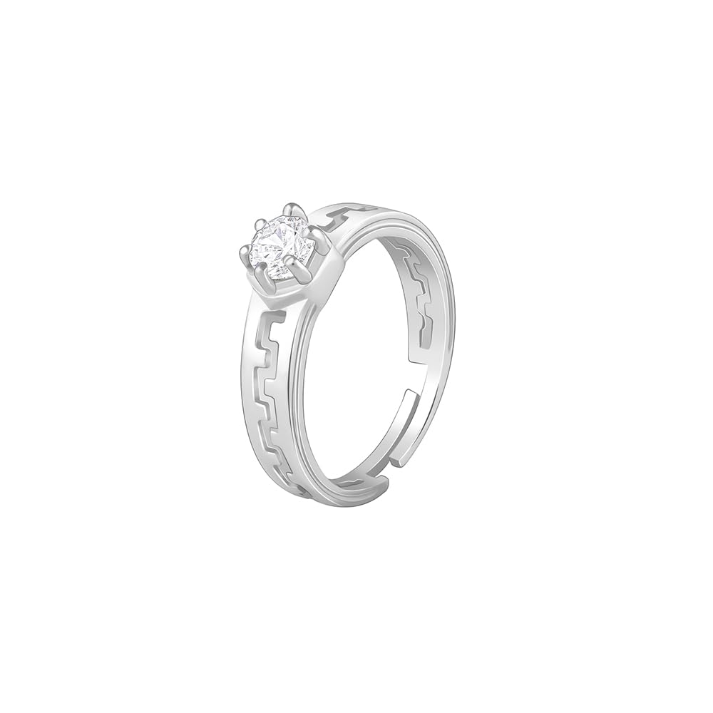 GIVA 925 Silver Classic Zircon Ring For Him, Adjustable | Gifts for Men and Boys | With Certificate of Authenticity and 925 Stamp | 6 Months Warranty