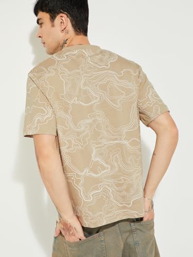 Max URB_N Men Printed T-Shirt(Beige_XXL)