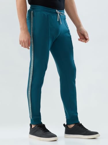 Park Avenue Men Slim Fit Solid Pattern Cotton Polyester Blend Flat Front Casual Jogger Pant