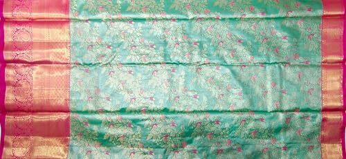 VFCollections Women's Kanchipuram Silk Pure Pattu Sarees – Pecock Butta All over with Blouse (VFC592-7)