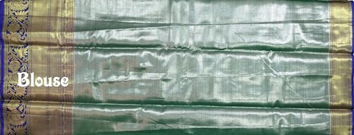 VFCollections Women's Kanchipuram Silk Pure Pattu Sarees With Blouse (VFC609-3)