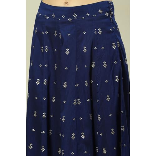 Rangriti Women Indigo Cotton Blend Woven Straight Lehenga Choli Set_42