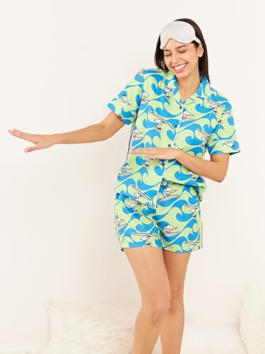 Sweet Dreams Women Snoopy Glide Shorts Set Green