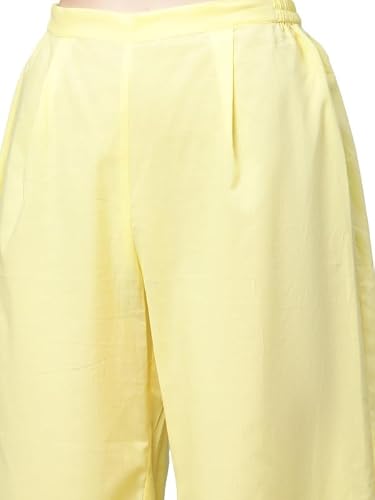 Ahalyaa Women Yellow Colour Cotton Printed Kurta Palazzo Set