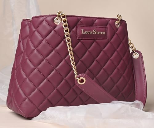 LOUIS STITCH Stylish Cherry Handbag for Women | Multi Pocket Ladies Satchel Handbag for Travel, Office, College | LDB-12-CUSBRW