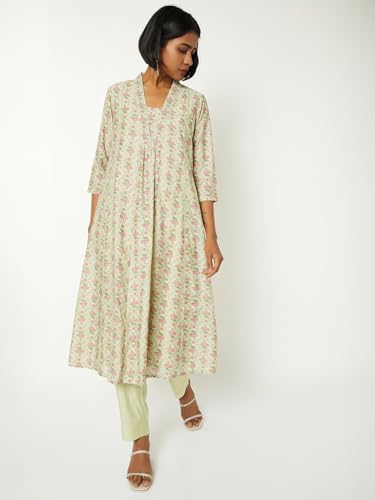 Max Women Floral Print A-line Kurta Set (Green_M)
