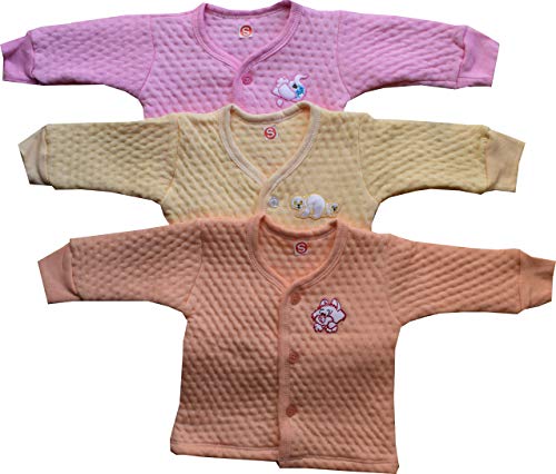 NammaBaby Cotton Full Sleeves Front Open Fleece - Tshirt with Leggings Pajama Set Full Sleeves Tee and Lounge Pant Multi-Coloured Set of 3 (3-6 Months, Pink)