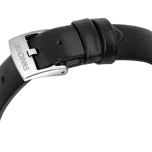 Swarovski Matrix Tennis Watch, Swiss Made, Leather Strap, Black, Stainless Steel, Black, strap