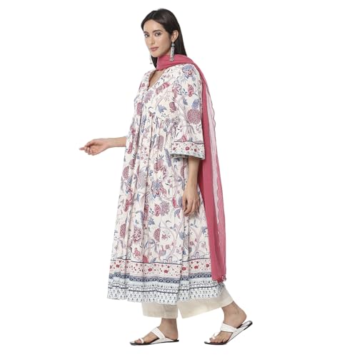 Biba Women's Pure Cotton Kurta Set (SKDCHZ10835SS25OWHT_Off White