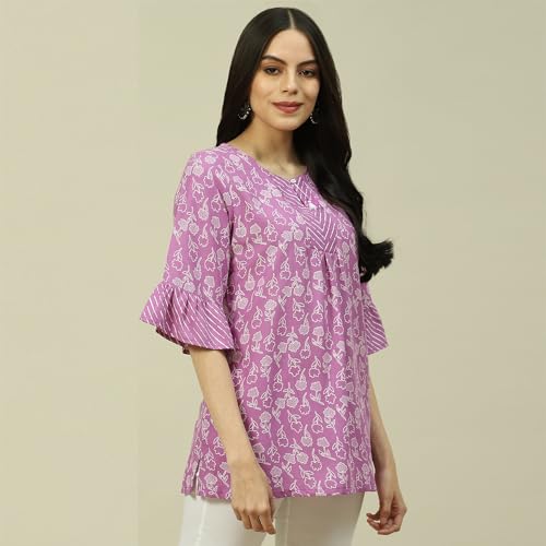 Rangriti Women's Regular Fit Blouse (RMMINDIETO18239SS23PRPL_Purple
