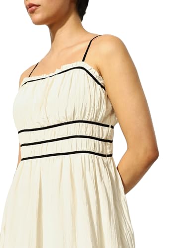 ONLY Women's Fit and Flare Cream Dress