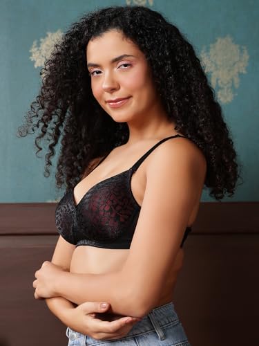 Clovia Women's Lace Padded Non-Wired Full Coverage Multiway Bra (BR2332B13_Black_34B)