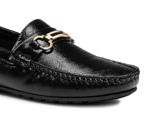 LOUIS STITCH Men’s Jet Black Formal Slip-On Loafer Shoes | Soft Touch & Lightweight | LSVSFL-03 |UK-9