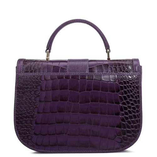 Da Milano Leather Satchel for Women - Purple