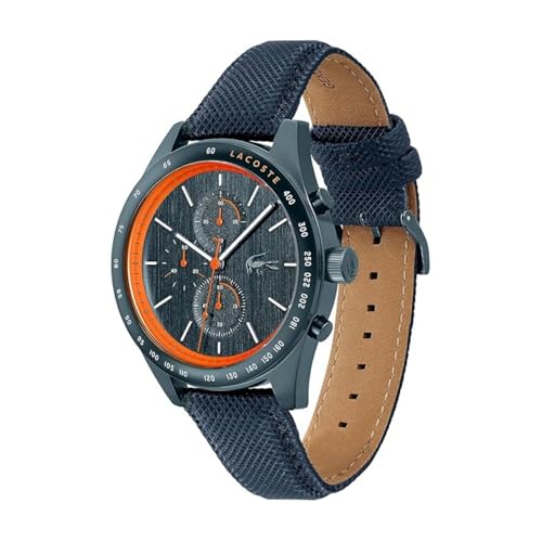 Lacoste Apext Qtz Fashion Chrono Blue Round Dial Men's Watch|Leather Material|Multi Color Band - 2011297