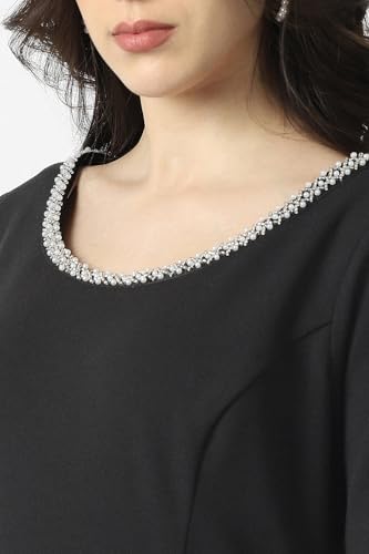 Van Heusen Women's Polyester Blend Modern Above The Knee Dress (VWCDERGFM46758_Black