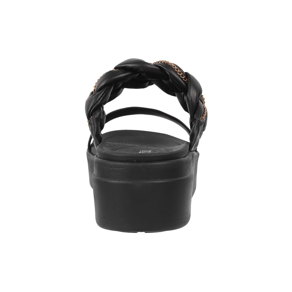 Metro Women Black Unique Weave-Like Strap Platform Heel Fashion Sandal UK/5 EU/38 (41-291)