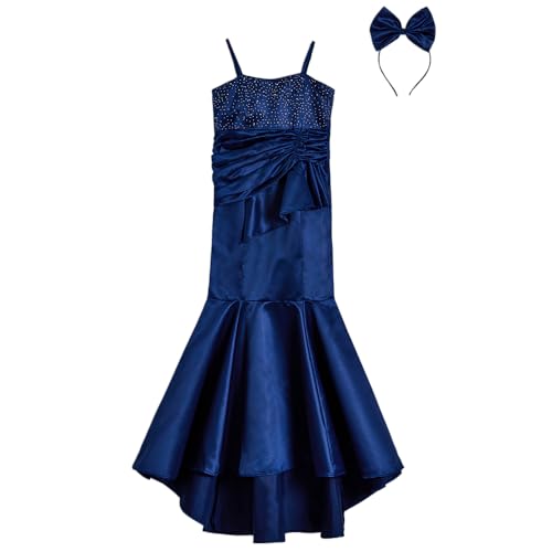 Hopscotch Girls Royal Blue Sleeveless Stone Embellished Sheath Gown For Age (3-4 Years)