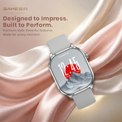 GameSir Sports Edge Smart Watch for Men & Women, 1.88" Full Touch Display, Bluetooth Calling, Fitness Tracking, Message Notifications, Android & iOS Compaatible - (Silver)