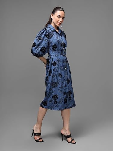 Kazo Amalfi Midi Dress with Belt (Blue_XS)
