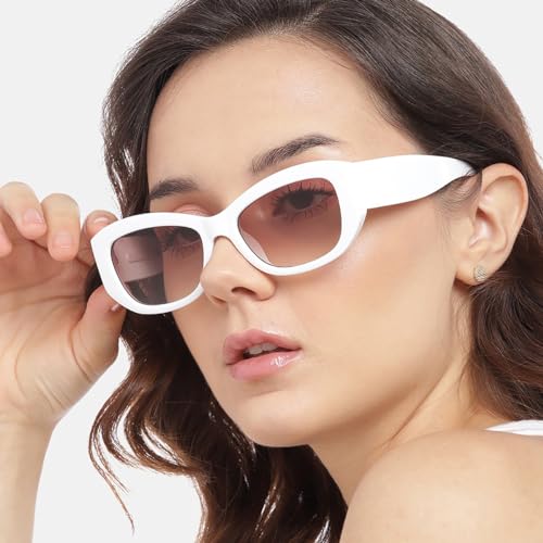 Carlton London White Toned with Polycarbonate UV Protected Lens Rectangle Sunglass for women