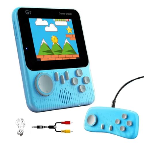 VikriDA G7 Retro 3.5-Inch LCD Color Screen Handheld Game with Gamepad Support Console Mini Ultra-Thin 666 Built-in Games Player Gift for Kids, Blue