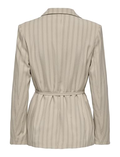 ONLY Women's Single Breasted Blazer with Belt Tailored 15344355-Feather Gray_Feather