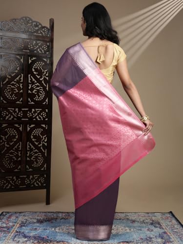 RAMRAJ COTTON Women Premium Traditional Saree| Elegant Ethnic Wear Saree |Ideal For Wedding & Festive (Semi Kora Cotton, Purple)