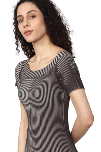 Van Heusen Women's Nylon Blend Modern Mid-Thigh Length Dress (VWFDFRGH921094_Black