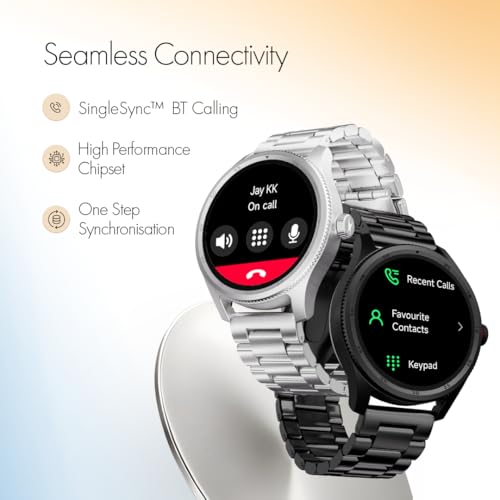 Fastrack Magnus FX1 1.38" Display Metal Case Smart Watch with Single Sync BT Calling, Functional Crown, 100+ Sports Modes, Health Tracking, in-Built Games – Smartwatch for Men (Black)