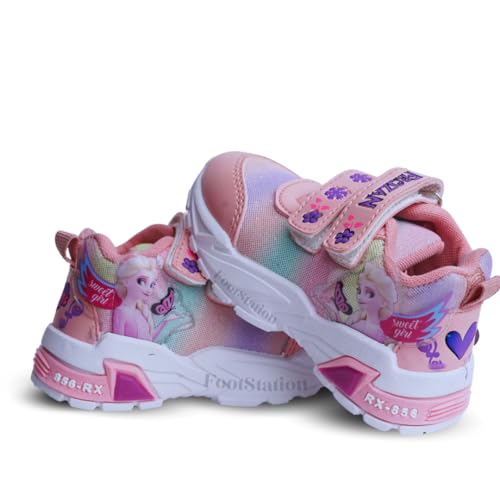 FootStation Kids' Rainbow Pink Shoe with Wings Sticker - Colorful & Playful Girls' Sneakers (Hiphop-5) (Rainbow Pink, 8)