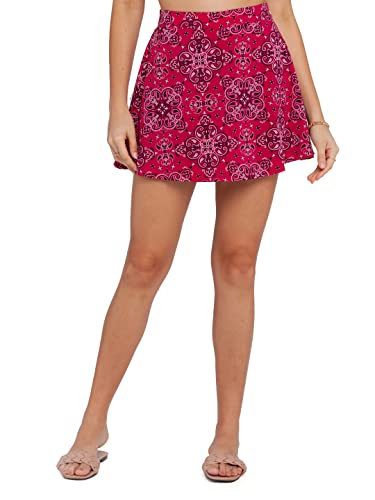 Zink London Women's Pink Printed Flared Skirt