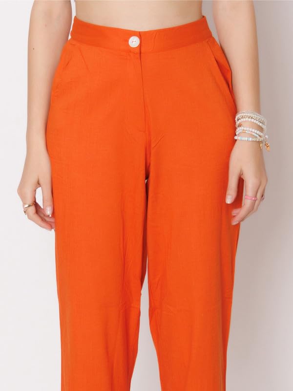 Zink London Women's Rust Solid Straight Fit Trouser