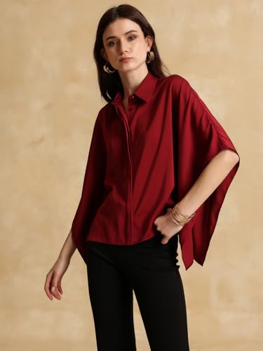 Kazo Christina Batwing Sleeve Shirt Wine