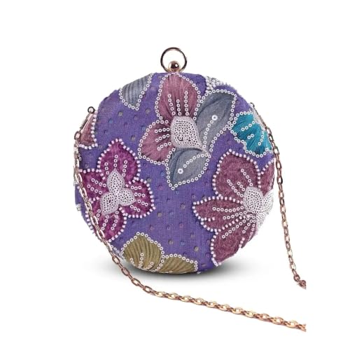 THE TAN CLAN Riveria Multicolor Round Clutch | Circle Evening Bag for Women | Party & Festive Clutch Purse