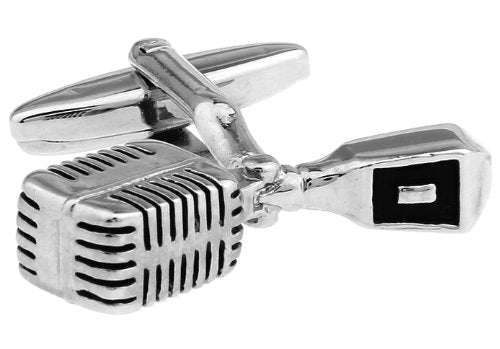 Topen Brass Music Mike Cufflinks for Men (Silver)