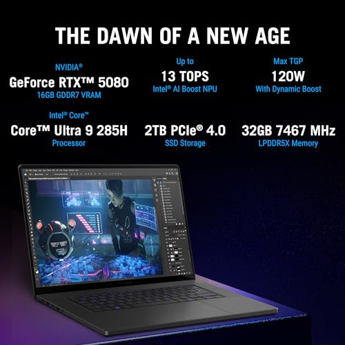ASUS ROG Zephyrus G16,Intel Core Ultra 9 285H Gaming Laptop(RTX 5080-16GB/120W TGP/32GB/2TB/2.5K QHD+/16"/240Hz/Windows 11/M365 Basic (1Year)*/Office Home 2024/Eclipse Gray/1.95 Kg) GU605CW-QR133WS