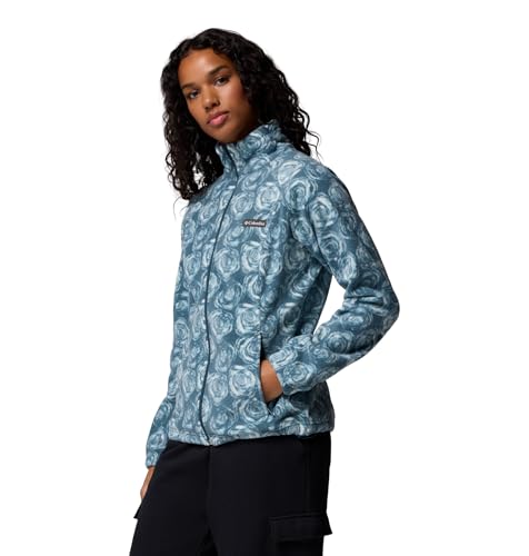 Columbia womens Benton Springs Printed Full Zip, Everblue Rose City, 2X