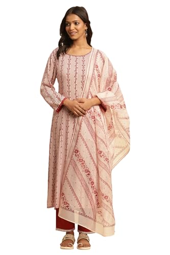W for Women White Geometric Print Kota Dupatta_24FEW82193-123016_Free Size