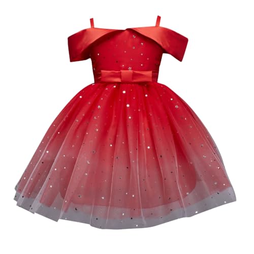 Hopscotch Girls Knee Length Party Dresses In Red Color For Ages (8-9 Years)
